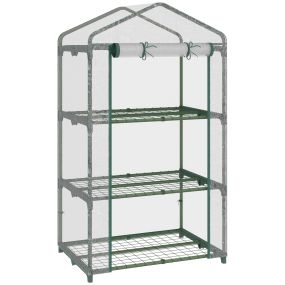 Invernadero de jardín de 3 niveles con 3 estantes, puerta con cremallera, PVC transparente 69x49x125 cm