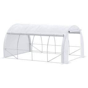 Invernadero de exterior 4x3x2 m tipo túnel con puerta y 8 ventanas de malla enrollables blanco