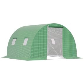 Invernadero de Exterior 3x3x2 m, Invernadero de Túnel con Puerta Enrollable, 4 Ventanas de Malla, Cubierta PE 140g/m² y Marco de Acero Galvanizado, Anti-UV, Impermeable, para Cultivos, Verde