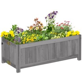 Jardinera de madera plegable elevada 70x30x25 cm gris para exterior, patio, balcón y terraza