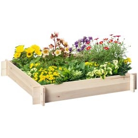 Huerto urbano cuadrado de madera natural 100x100x16 cm para plantas y hierbas