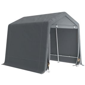 Carpa de jardín exterior 2,4x2x2 m con marco de metal, 2 puertas enrollables, gris