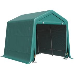 Carpa de jardín exterior 2,4x2x2 m con marco de metal, puerta enrollable, impermeable, anti-UV, verde