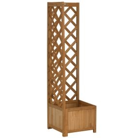 Jardinera con enrejado de madera para exterior 40x40x145 cm marrón