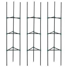 Juego de 3 enrejados de jardín de acero verde 38x38x182 cm para plantas trepadoras