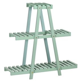 Soporte de madera para plantas de 3 niveles verde 76x26x76 cm