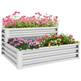 Huerto urbano de acero galvanizado de 2 niveles, 120x101x58 cm, plateado