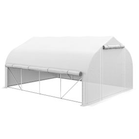Invernadero túnel 4x3x2 m para jardín con puerta de malla y 8 ventanas blanco