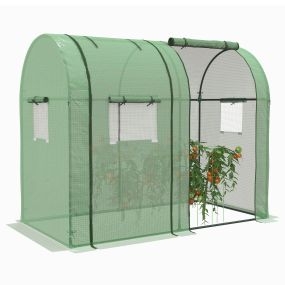 Invernadero de jardín resistente con 4 ventanas y 2 puertas enrollables anti-UV 185x94x150 cm verde