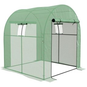 Invernadero de túnel exterior con 2 puertas, 2 ventanas, PE 135 g/m², acero, 180x180x200 cm, verde