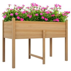 Huerto urbano elevado de madera 115x55x80 cm con tela no tejida carga 100 kg natural