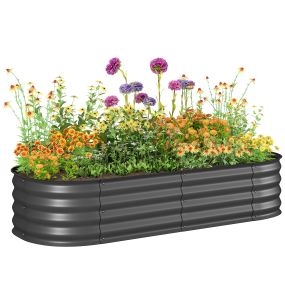Jardinera exterior grande de acero galvanizado 150x62x30 cm gris