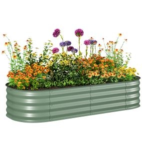 Jardinera exterior grande de acero galvanizado verde 150x62x30 cm para huerto urbano