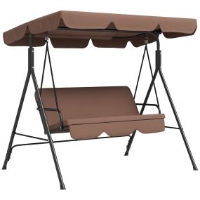 Columpio de jardín exterior 3 plazas con techo ajustable, acero, marrón, 172x110x153 cm, 200 kg
