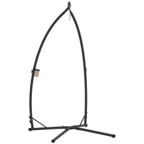 Soporte para silla colgante de huevos de acero negro 215 cm con base estable y portavaso