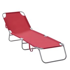 Tumbona plegable de jardín exterior con respaldo ajustable 5 posiciones estructura metálica burdeos 187x55x24 cm carga 120 kg