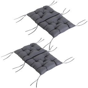 Conjunto de 2 cojines para silla 50x98x8 cm con respaldo y 6 cordones gris oscuro