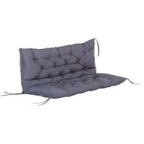 Cojín para banco con respaldo 132x110x10 cm gris oscuro con 6 cordones de fijación