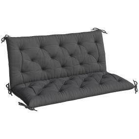 Cojín para banco con respaldo 120x110x12 cm negro con 6 cordones de fijación