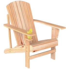 Silla Adirondack de madera para jardín con reposabrazos y respaldo alto 72x95x93 cm natural
