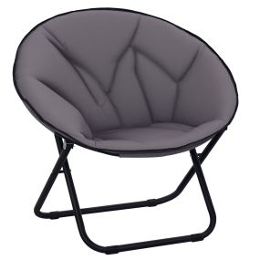 Silla plegable tipo luna con asiento de tela y patas de metal, 120 kg, 80x80x75 cm, gris