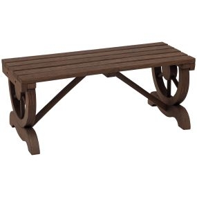 Banco de jardín de madera con ruedas decorativas estilo rústico 2 plazas 98x50x39,5 cm carbonizado