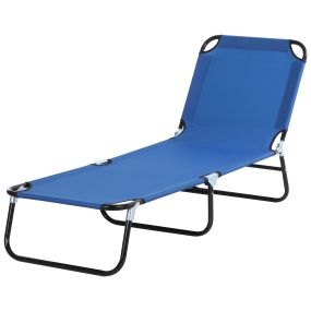 Tumbona plegable reclinable ajustable 5 posiciones para jardín exterior piscina terraza camping azul 188x56x28 cm carga 120 kg