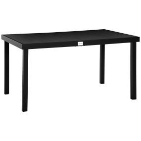 Mesa de jardín rectangular para 6 personas 140x90x74 cm de aluminio negro