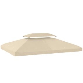 Techo de repuesto para cenador 4x3 m con techo doble, 10 orificios de drenaje y protección UV, blanco crema