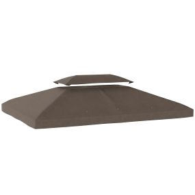 Techo de repuesto para cenador 4x3 m con techo doble, 10 orificios de drenaje y protección UV, marrón