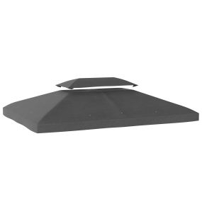 Techo de Repuesto para Cenador, 4x3 m, Cubierta de Repuesto con Techo Doble, 10 Orificios de Drenaje y Protección UV, SOLO Toldo de Recambio para Pabellón Gazebo, Gris Oscuro