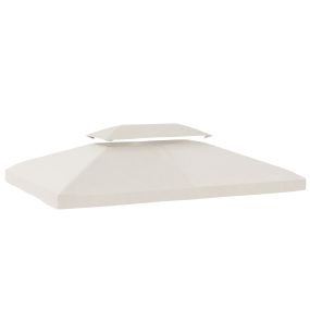 Techo de repuesto para cenador 4x3 m, doble techo, 10 orificios de drenaje, protección UV, blanco crema