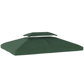 Techo de repuesto para cenador 4x3 m, doble techo, 10 orificios de drenaje, protección UV, verde