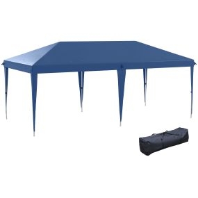 Carpa plegable gazebo 6x3 m azul con altura ajustable, toldo anti-UV y bolsa de transporte