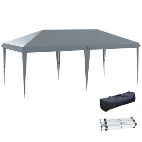 Carpa plegable gazebo 6x3 m con altura ajustable, toldo anti-UV y bolsa de transporte gris claro
