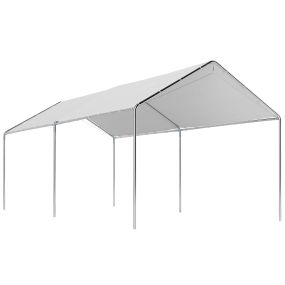 Carpa garaje para coche 3x6 m blanca, portátil, acero galvanizado, impermeable y anti-UV