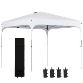 Cenador plegable pop-up 2,5x2,5x2,68 m blanco con protección UV 50+ y altura ajustable