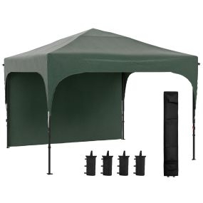 Carpa plegable 3x3 m cenador de jardín altura ajustable pared lateral impermeable verde