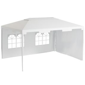 Carpa de jardín 4x3 m cenador desmontable exterior con 2 paneles laterales, 2 ventanas y marco de acero blanco