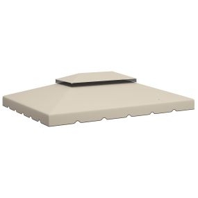 Techo de repuesto para cenador 4x3 m beige con doble techo y 8 orificios de drenaje