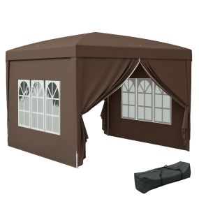 Carpa plegable pop-up gazebo 3x3 m con 4 paredes laterales anti-UV y bolsa de transporte