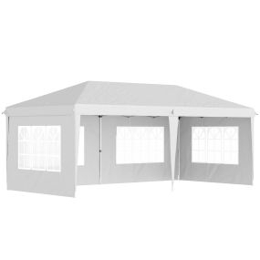 Carpa plegable 6x3 m pop-up con 4 laterales desmontables blanca impermeable anti-UV