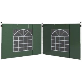 2 paredes laterales para carpas 3 x 3/3 x 6 m, 300x200 cm, verde, con ventana y puerta con cremallera