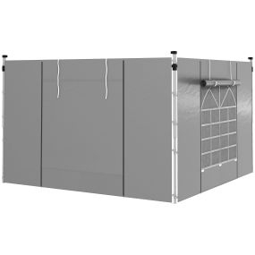 2 paredes laterales para carpas 3 x 3/3 x 6 m, 300x200 cm, gris, con ventana y puerta con cremallera