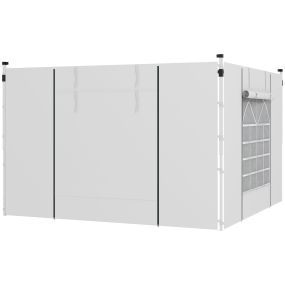 2 paredes laterales para carpas 3 x 3/3 x 6 m, 300x200 cm, blanco, con ventana y puerta con cremallera