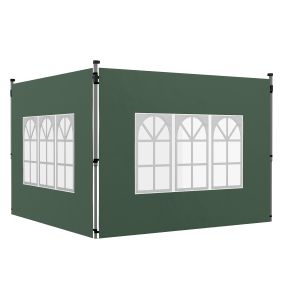 2 paredes laterales para carpas 3 x 3/3 x 4 m, 295x195 cm, con ventana, verde