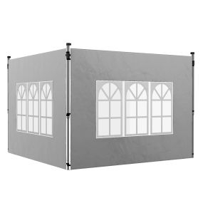2 paredes laterales para carpa 3 x 3/3 x 4 m, 295x195 cm, gris claro, con ventana