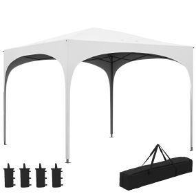 Carpa plegable 3x3 m cenador de jardín ajustable con bolsa impermeable anti-UV blanco