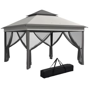 Carpa plegable 3x3x2,7 m con doble techo, altura ajustable, mosquiteras, UV30+, impermeable, gris