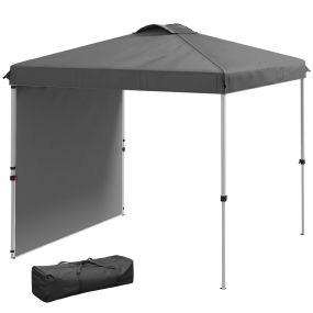 Carpa plegable 2,5x2,5 m cenador de jardín con pared lateral altura ajustable anti-UV impermeable gris oscuro